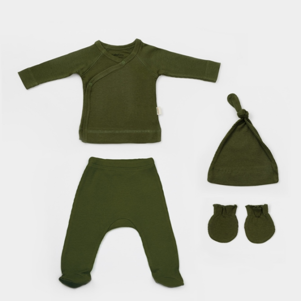 Βρεφικό σετ μαιευτηρίου οργανικό βαμβάκι πράσινο 4 τεμαχίων – Nature Bebe