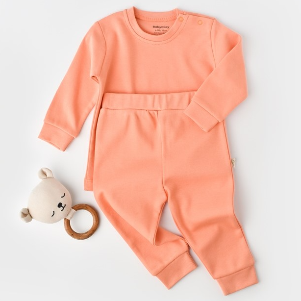 Βρεφικό σετ οργανικό βαμβάκι 2 τεμαχίων πορτοκαλί – μπλούζα και παντελόνι
